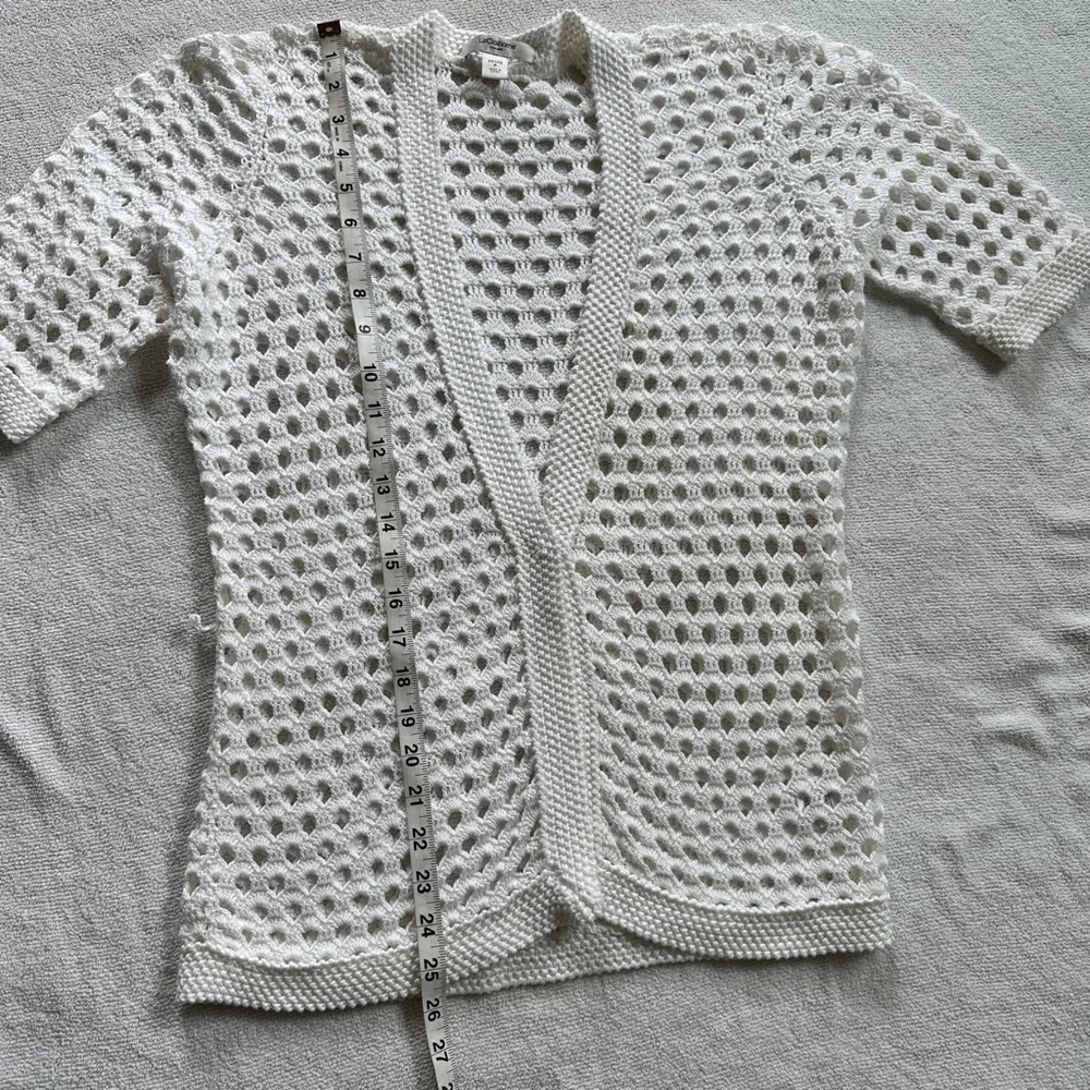 Liz Claiborne 100% COTTON White Hollow Out Open Front Cardigan Medium - Picture 4 of 7